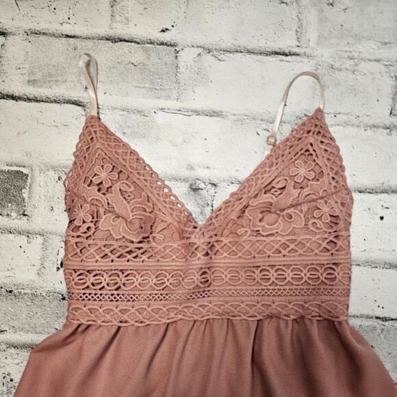 SHEIN V-Neck Spaghetti Strap Bow Open Back Crochet top Mini Swing Dress - Picture 3 of 7